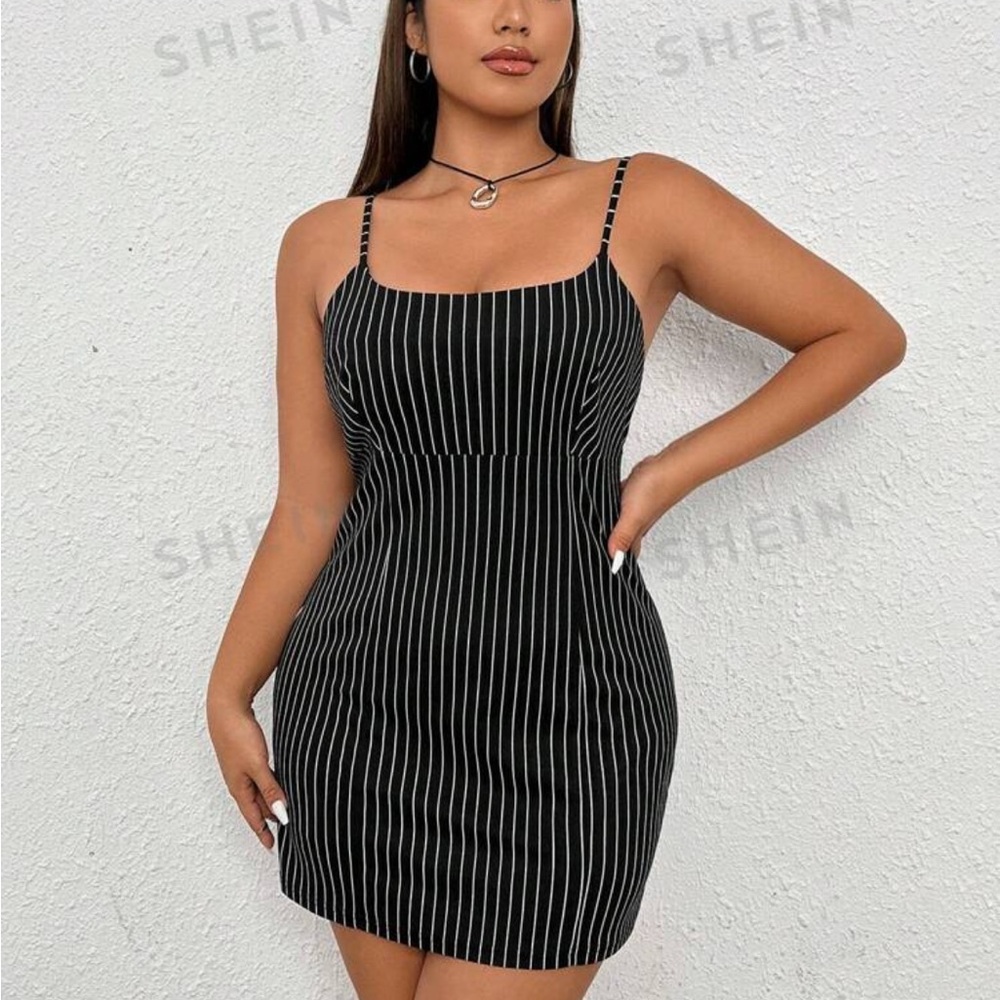 Striped lace up dress